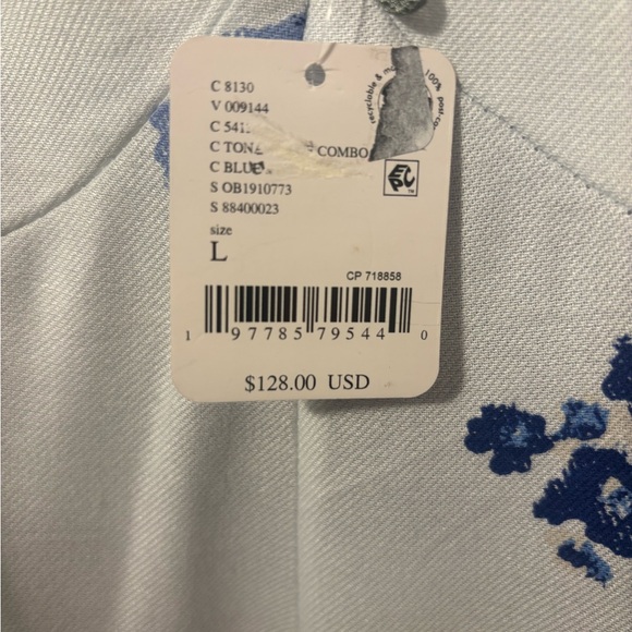 Free People Floral Blue and White l lantern sleeve dress - Picture 3 of 3